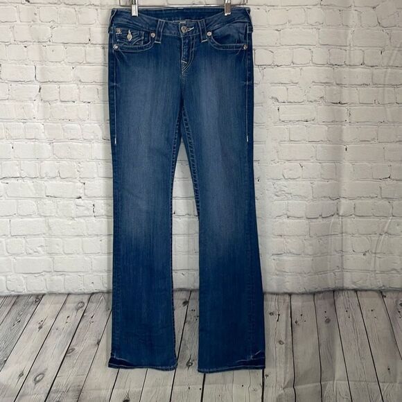 True Religion Women’s Boot cut Crystal Logo 5 Pocket Jeans size 28 - Picture 1 of 8